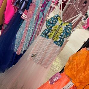 Rachel Allan Yellow and Blue Butterfly Kids One Piece